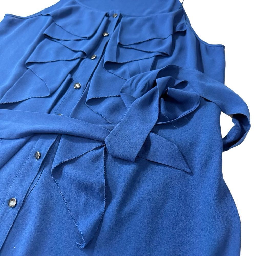Rachel Rachel Roy Royal Blue Ruffle Button Front Halter Summer Dress, XL - Picture 8 of 12